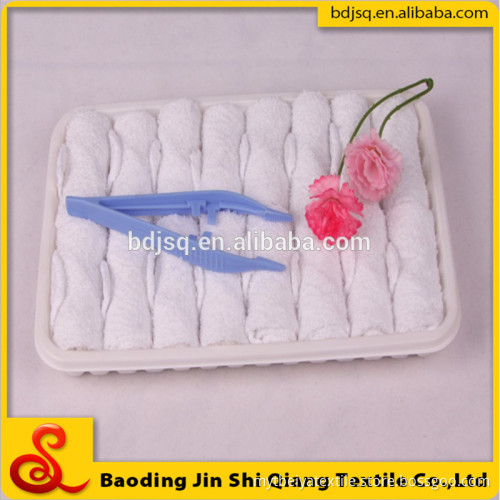 Flight towel,Pop selling small square passenger 100%cotton plain white air towel
